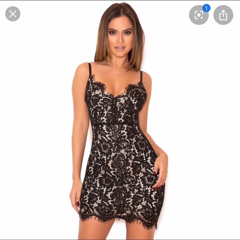 House of cb black lace dress